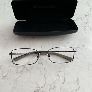 Brooks Brothers Black Rectangular Glasses with Metal Frame
